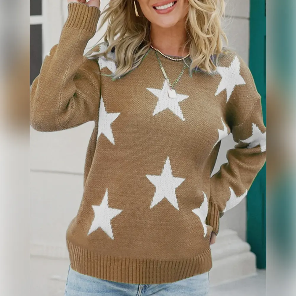 Star Pattern Round Neck Sweater, image 20