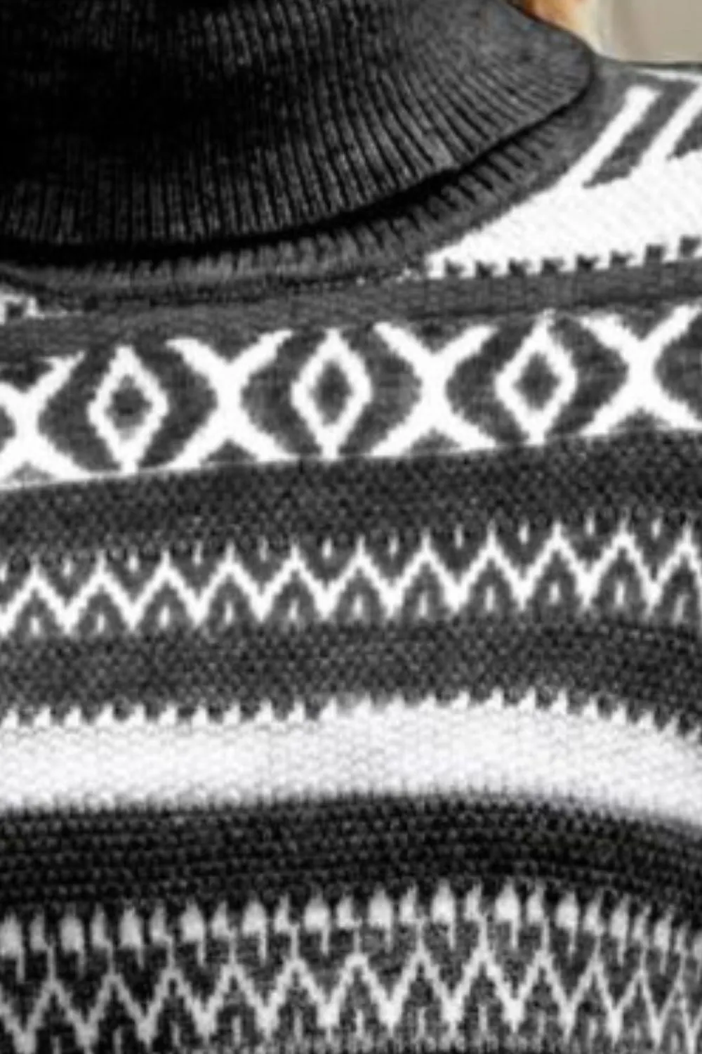 Geometric Turtleneck Long Sleeve Sweater, image 9