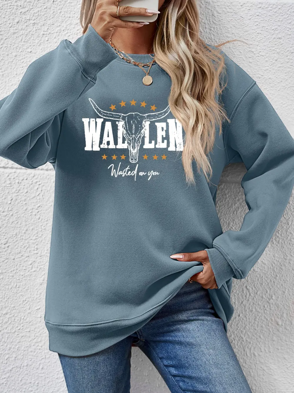 Graphic Round Neck Dropped Shoulder Sweatshirt, image 25