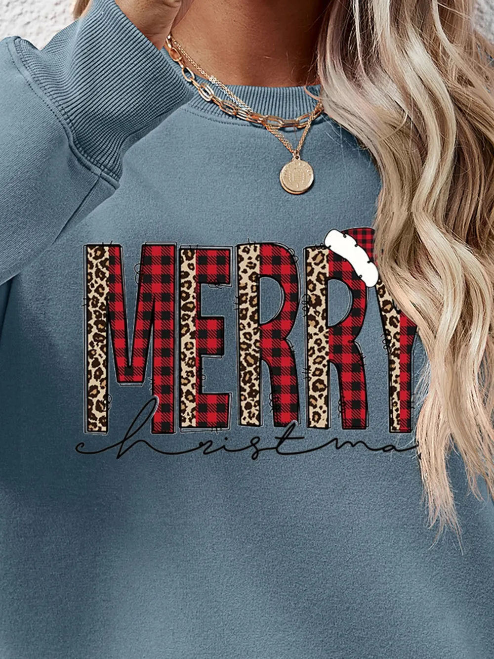 MERRY CHRISTMAS Round Neck Long Sleeve Sweatshirt, image 10