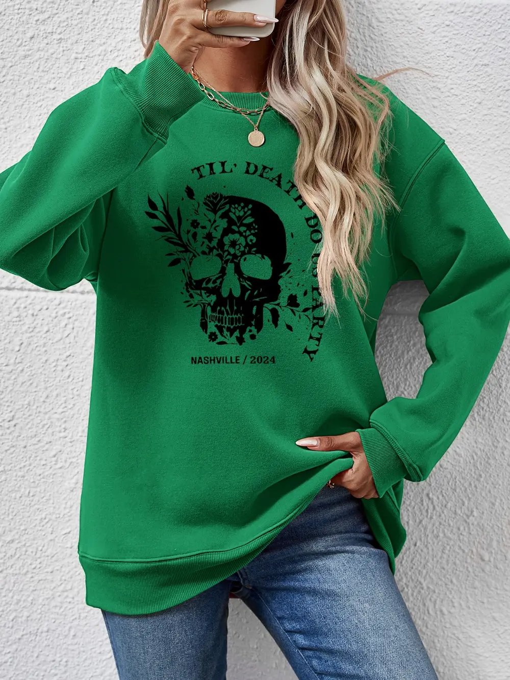 Graphic Round Neck Dropped Shoulder Sweatshirt, image 17