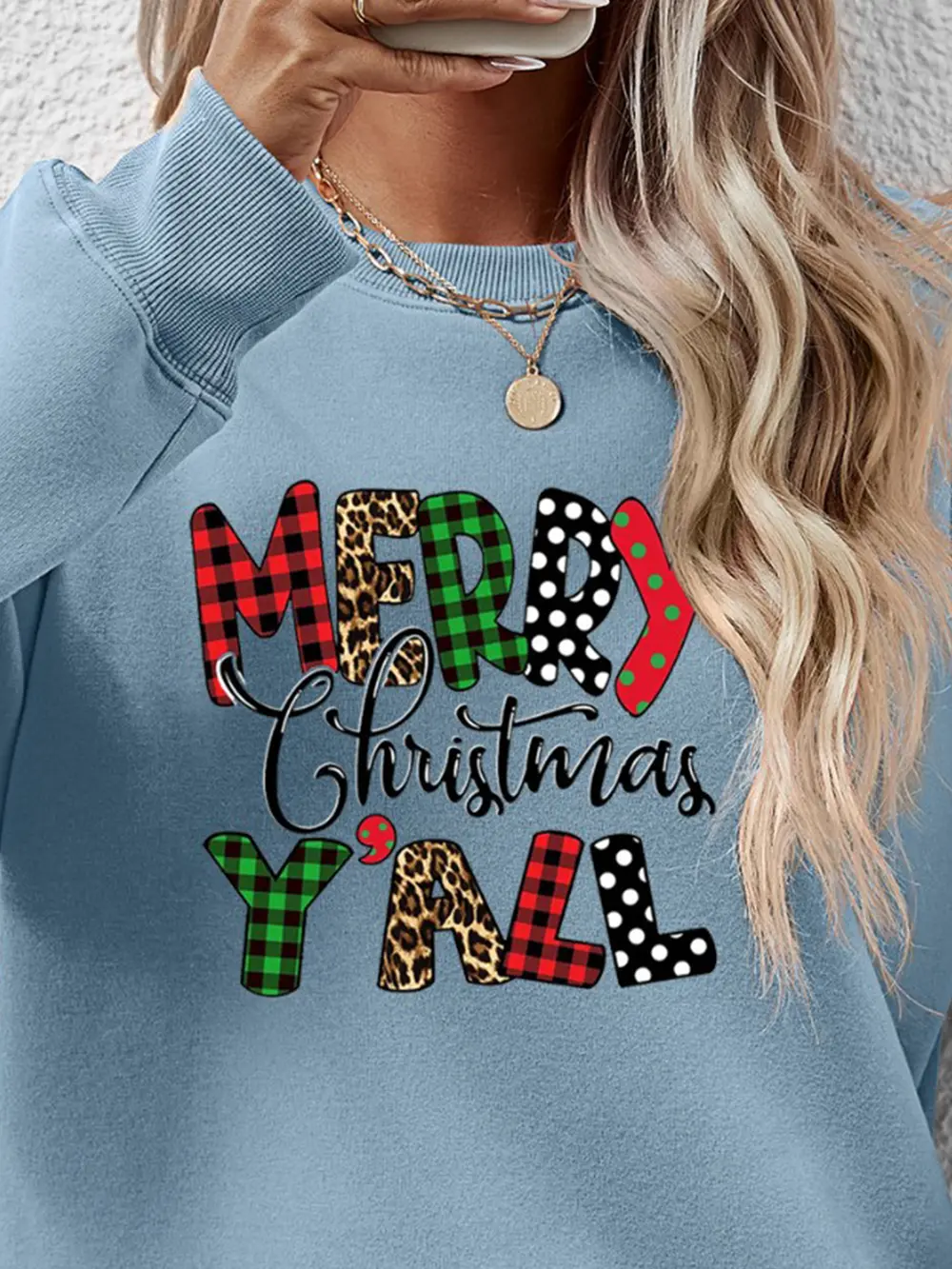 Letter Graphic Round Neck Long Sleeve Sweatshirt, image 20