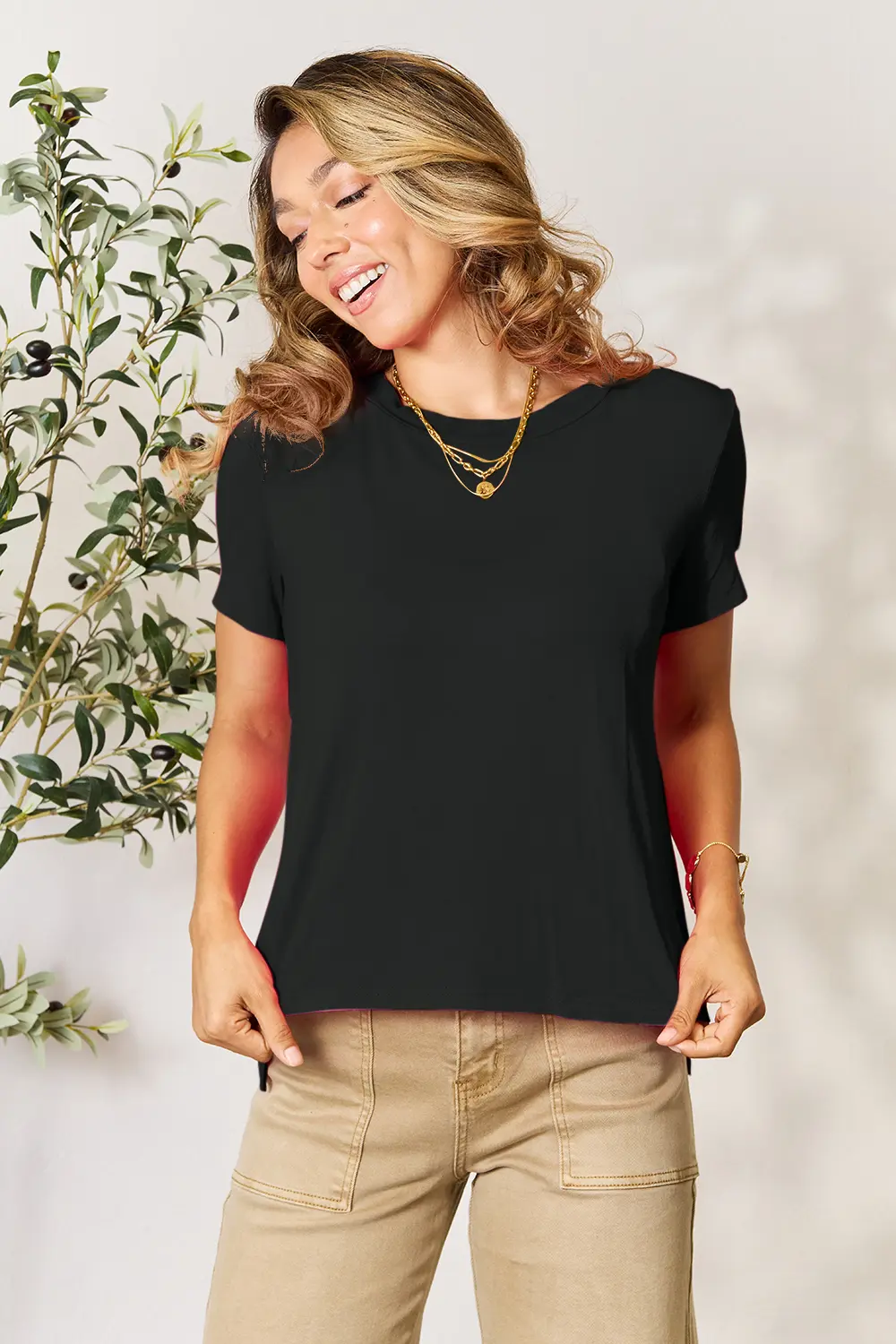 Full Size Round Neck Short Sleeve T-Shirt Plus Size, image 17