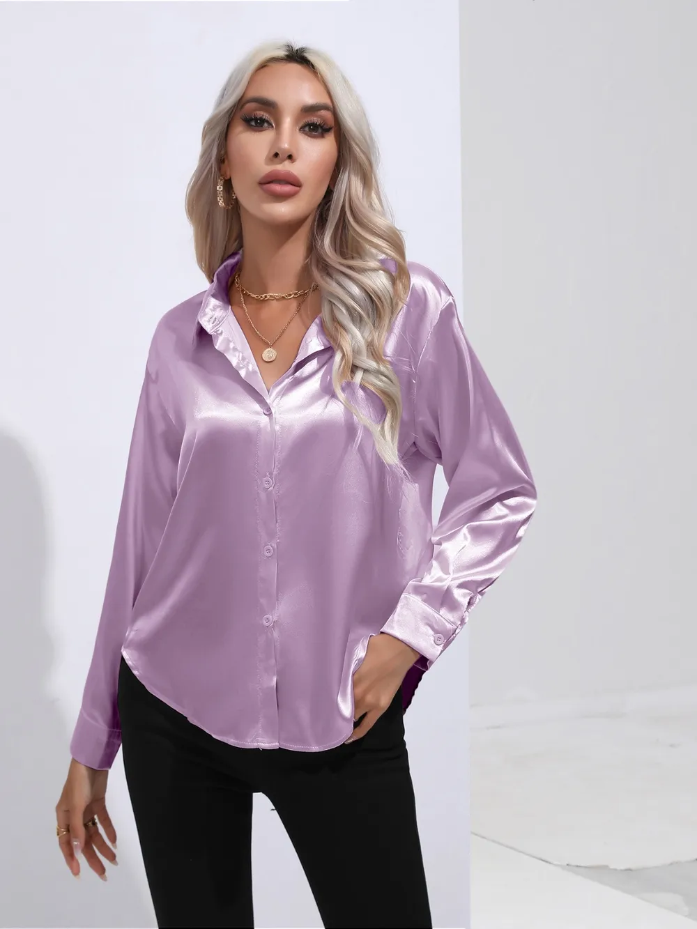 Collared Neck Buttoned Long Sleeve Shirt, image 11