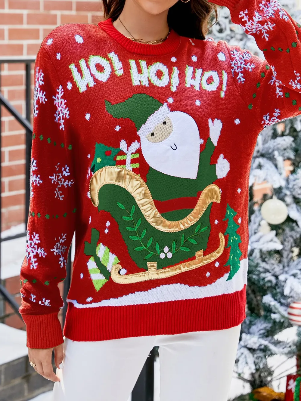 Santa Round Neck Long Sleeve Sweater, image 5