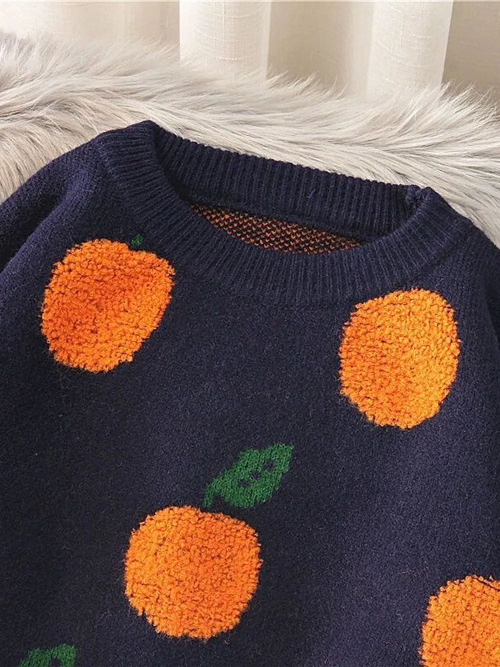 Printed Round Neck Drop Shoulder Sweater, image 6