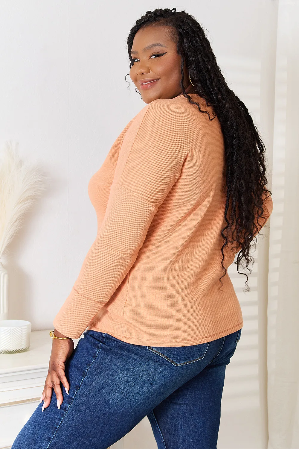 Half Button Long Sleeve Top, image 4