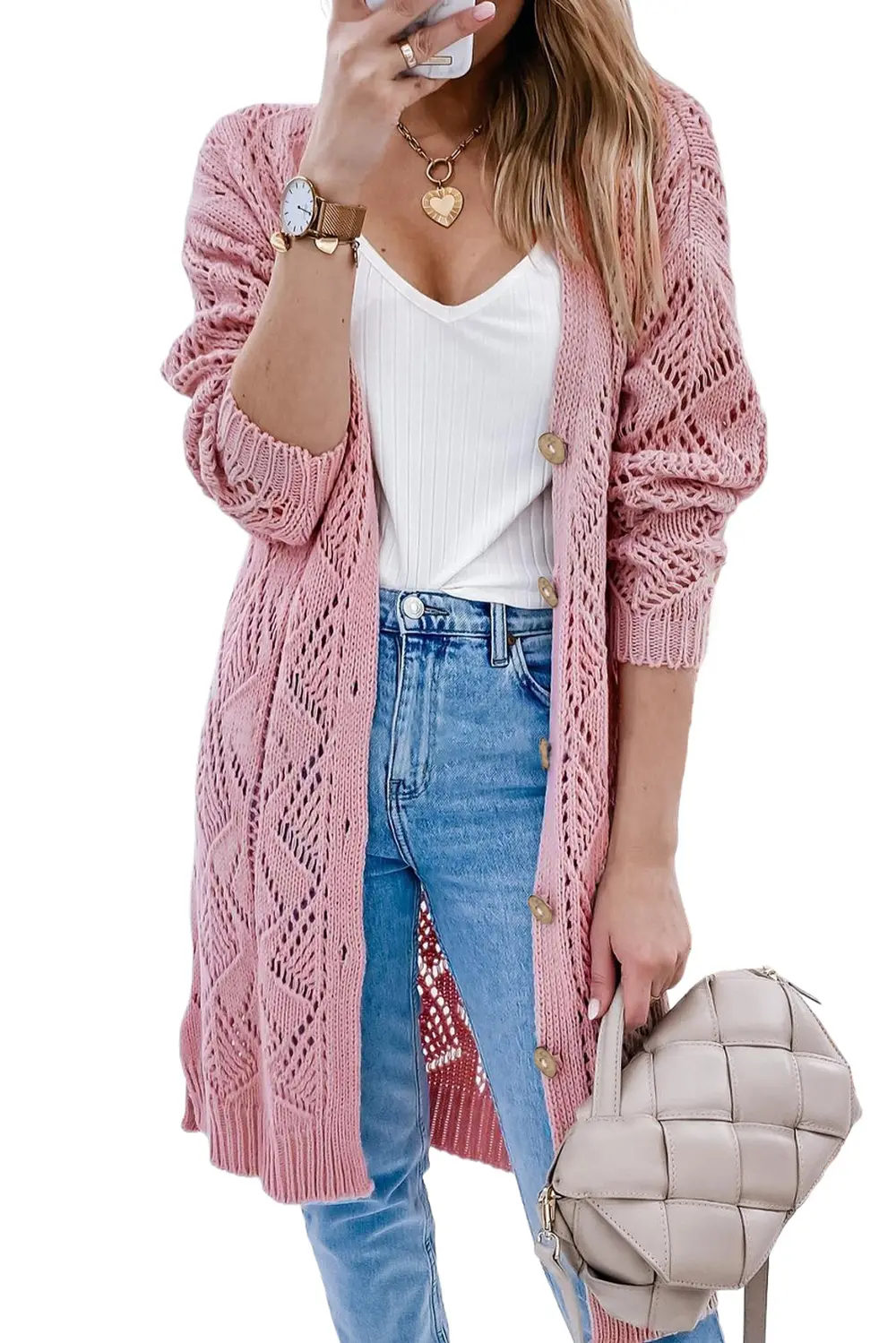 V-Neck Long Sleeve Cardigan, image 7