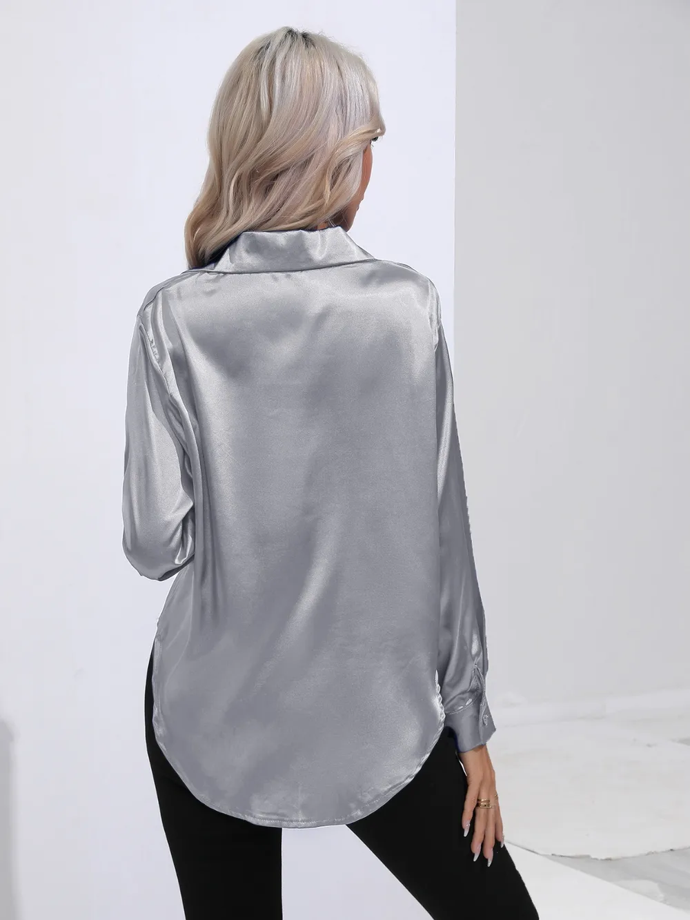 Collared Neck Buttoned Long Sleeve Shirt, image 9