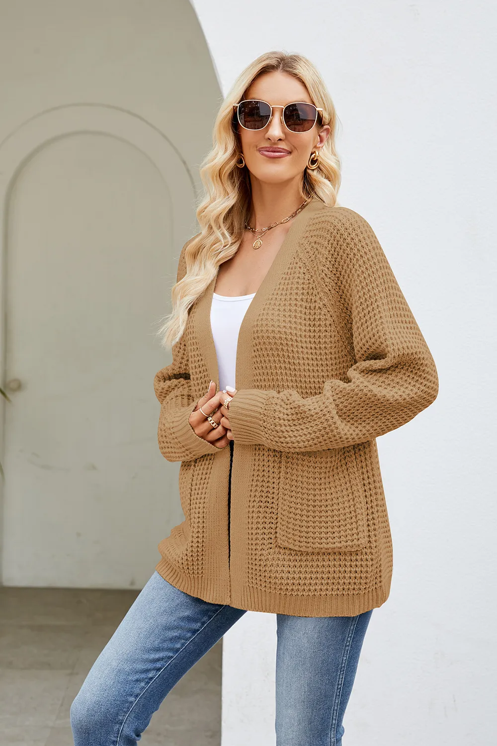 Open Front Long Sleeve Cardigan with Pockets, image 11