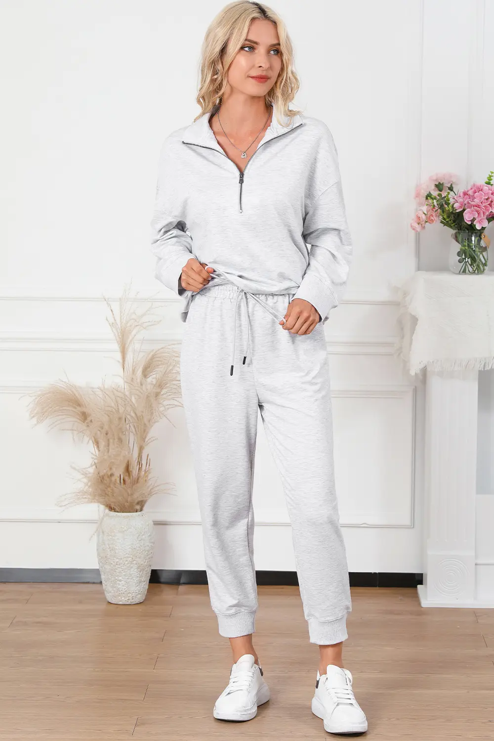 Half Zip Sweatshirt and Drawstring Sweatpants Set, image 2