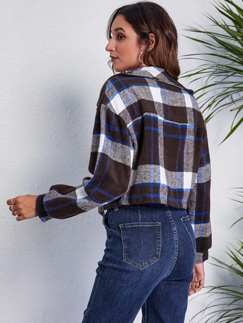 Plaid Button Front Jacket with Pockets, image 17