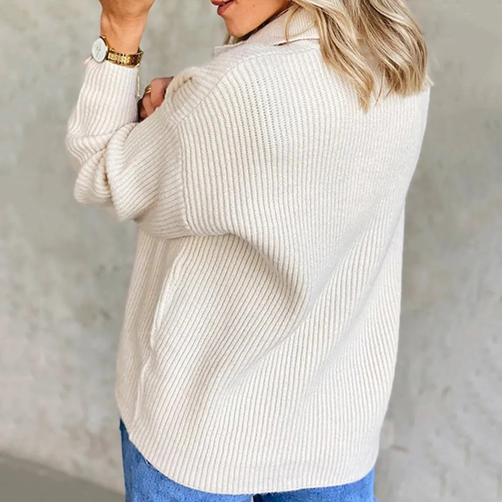Collared Neck Rib-Knit Top, image 2