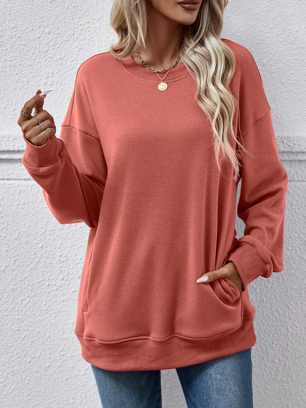 Dropped Shoulder Sweatshirt with Pockets, image 23