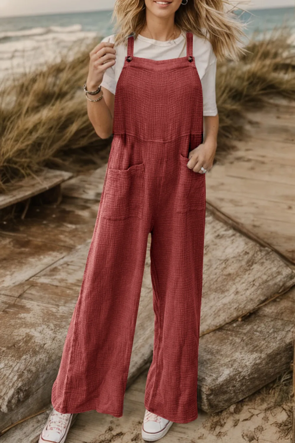 Full Size Wide Leg Front Pocket Jumpsuit, image 5