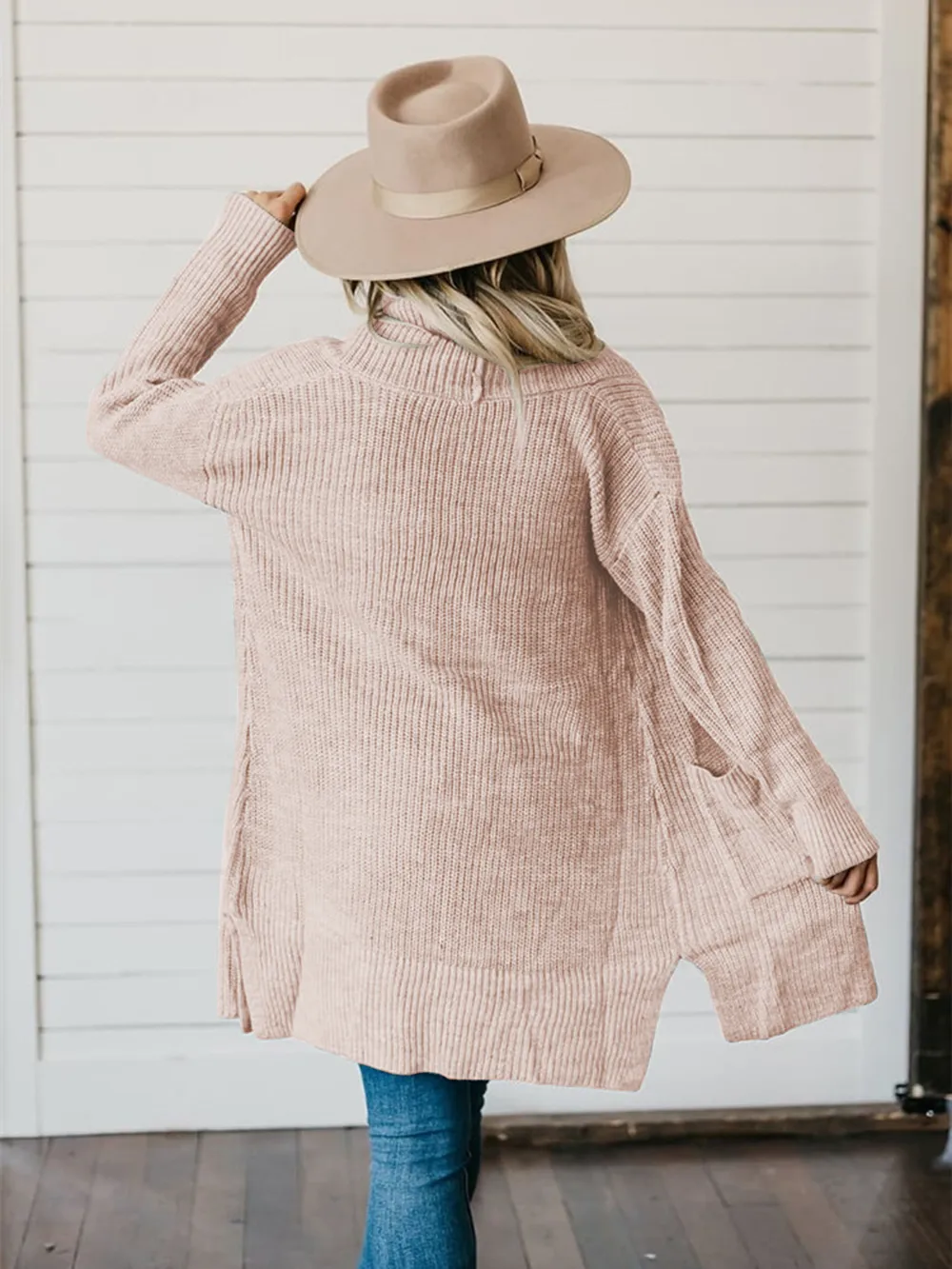High-Low Open Front Cardigan with Pockets, image 5