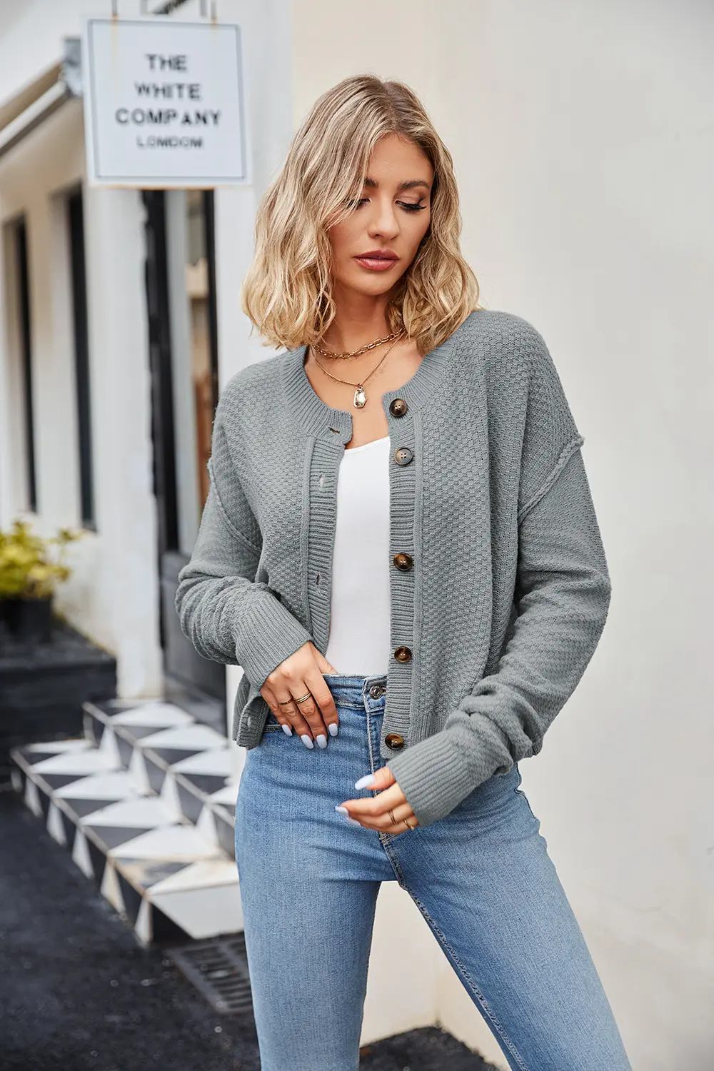 Button Down Exposed Seam Cardigan, image 10