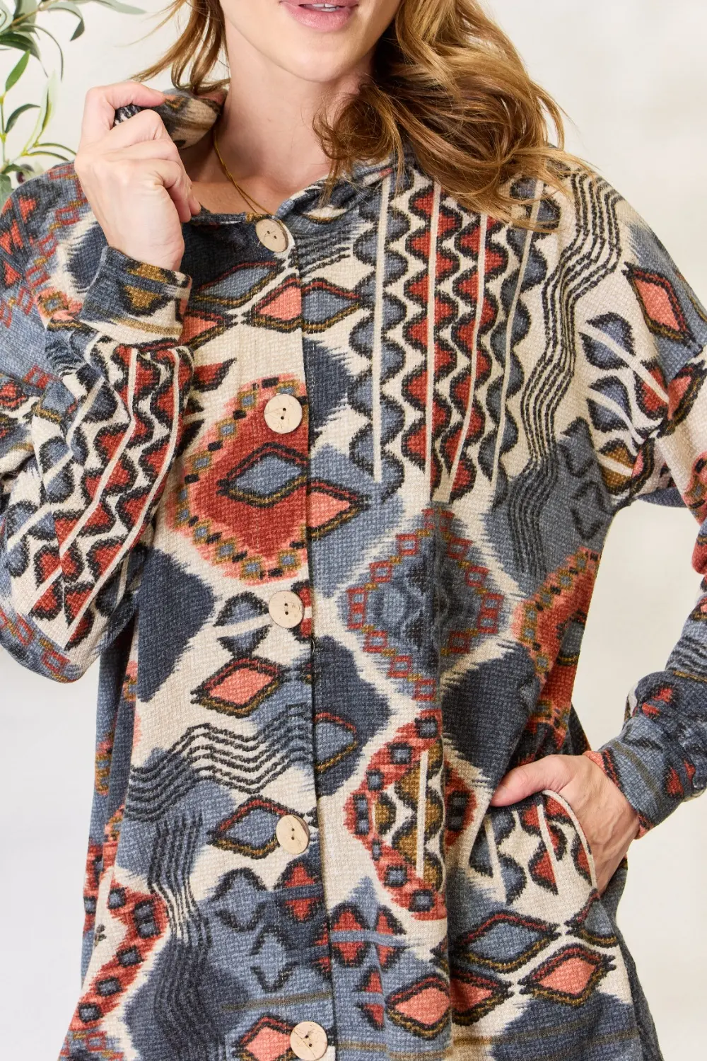 Full Size Printed Button Up Hooded Jacket, image 8