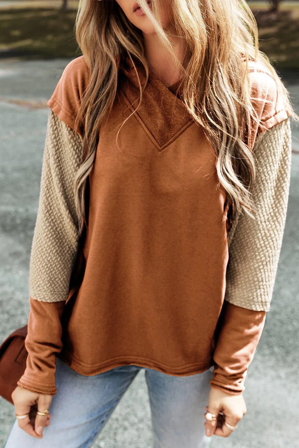 Color Block Dropped Shoulder Hoodie, image 3