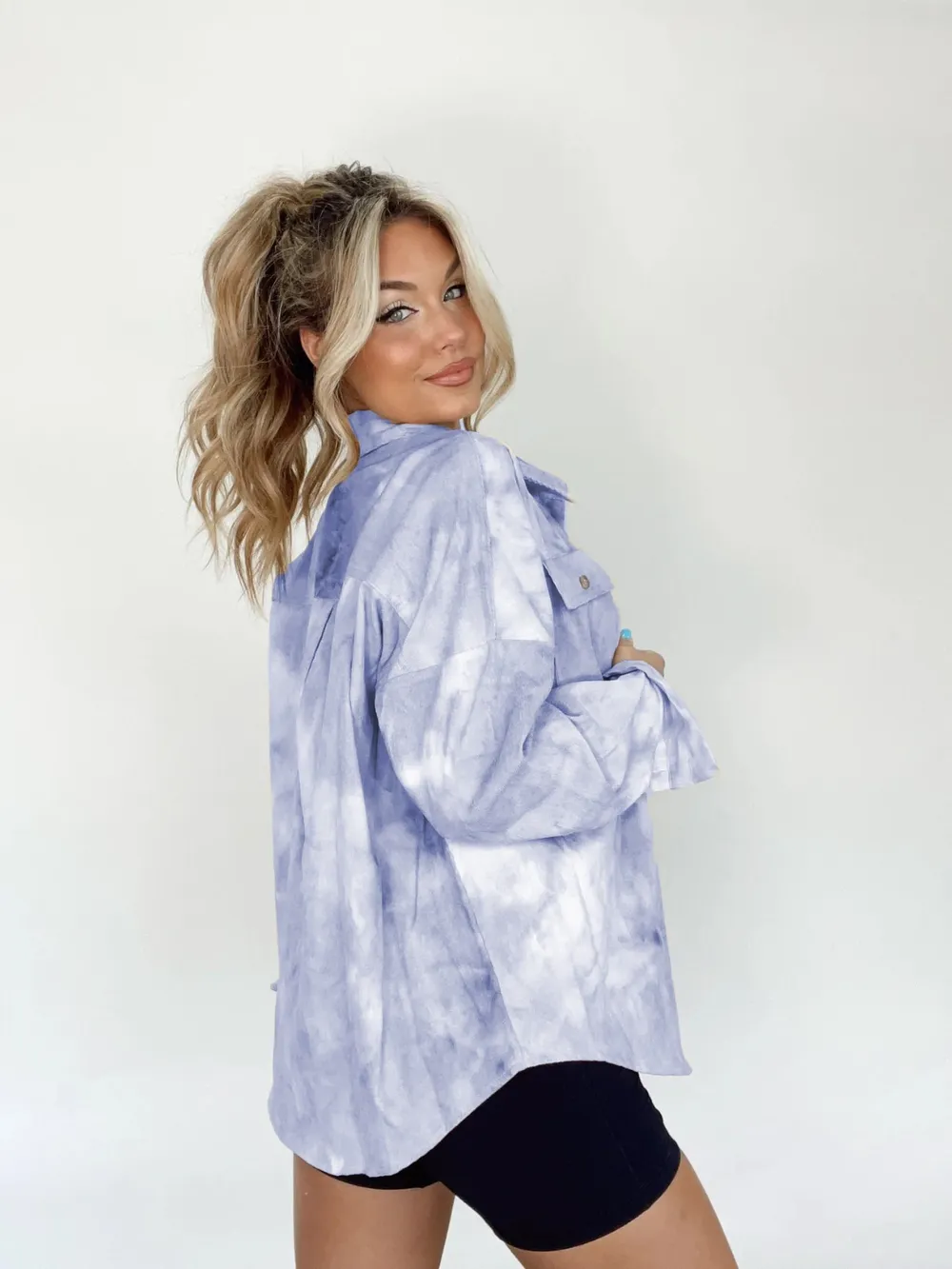 Tie-Dye Button Up Long Sleeve Shirt, image 3