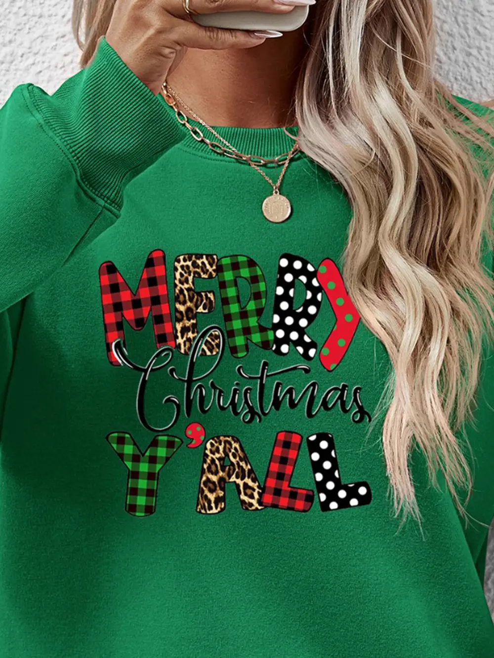Letter Graphic Round Neck Long Sleeve Sweatshirt, image 23