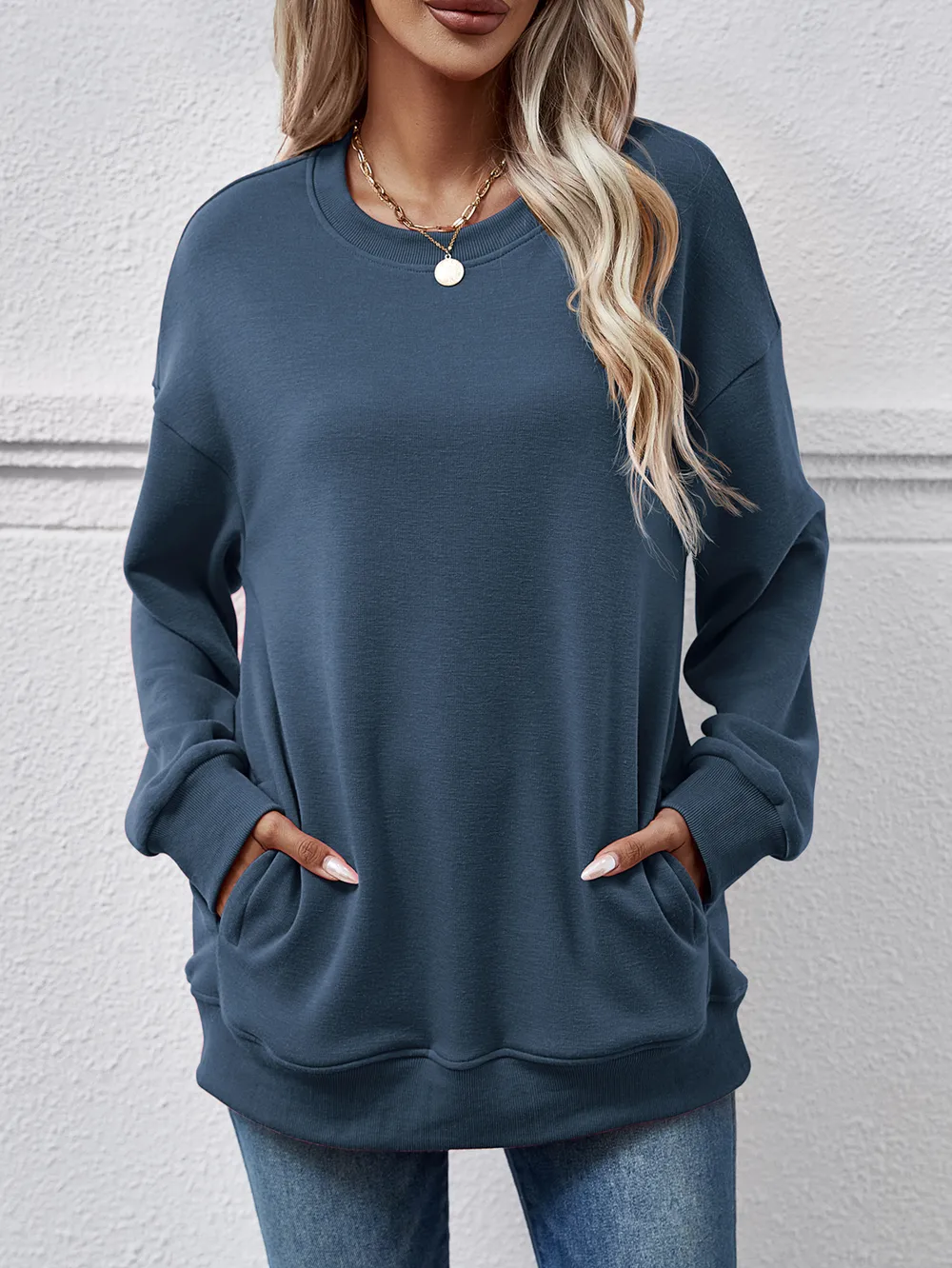 Dropped Shoulder Sweatshirt with Pockets, image 16