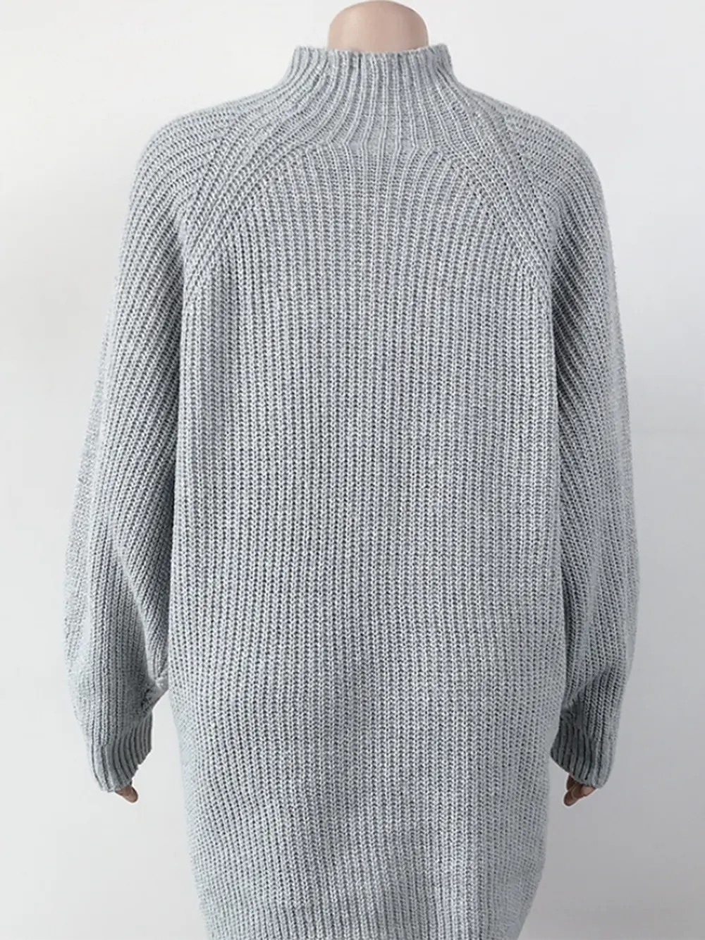 Mock Neck Dropped Shoulder Sweater Dress, image 12
