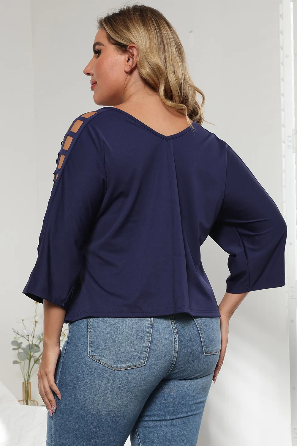 3/4 Sleeve Cutout Detail Top, image 5