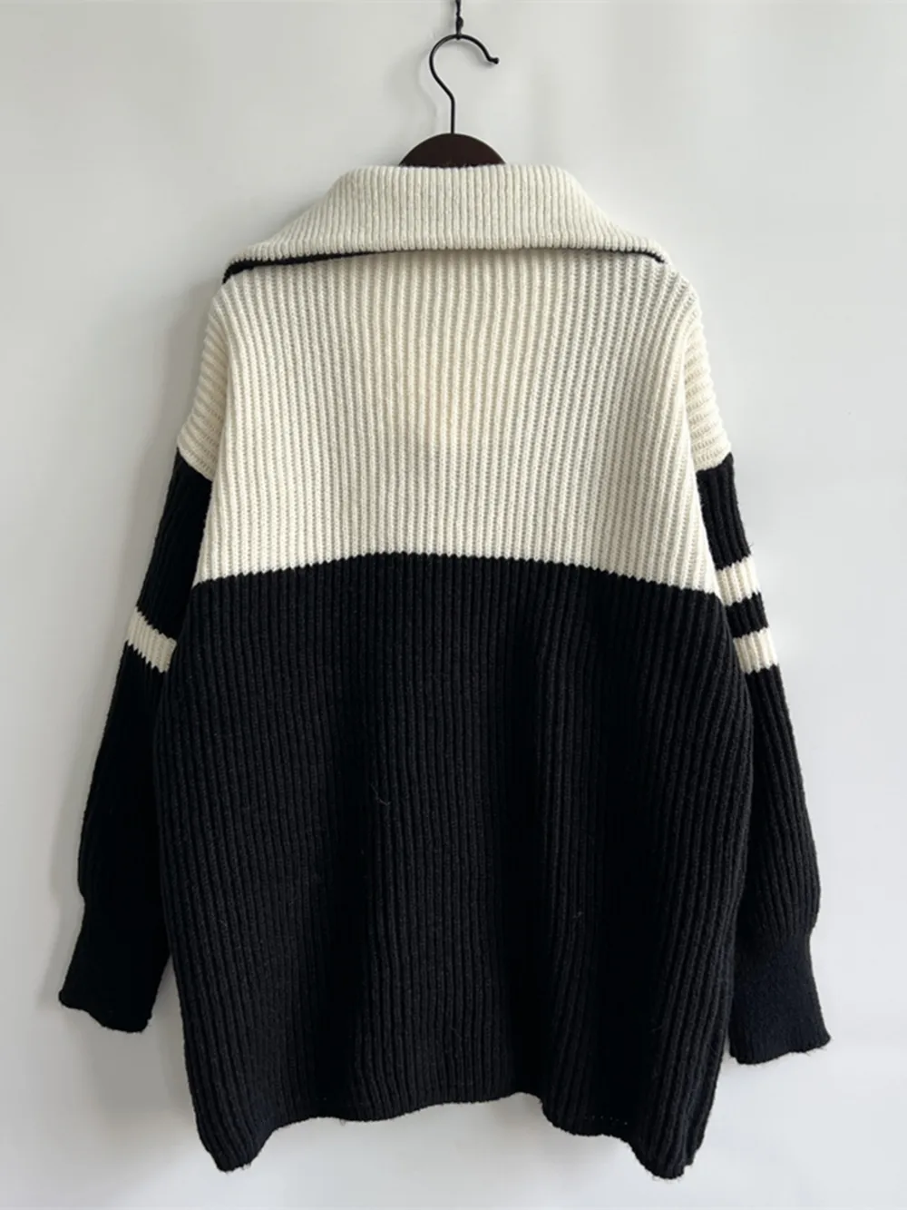 Ribbed Two-Tone Half Zip Sweater, image 6