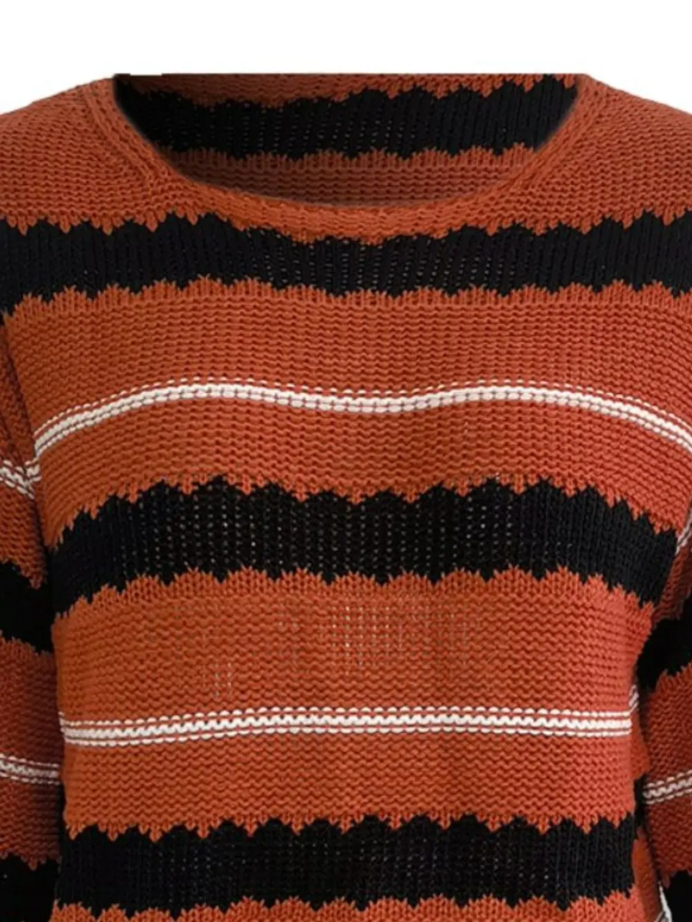 Striped Round Neck Long Sleeve Sweater, image 6