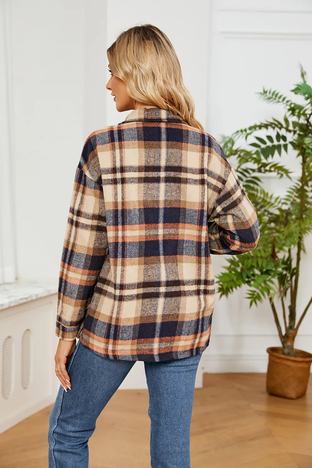 Button Down Collared Plaid Shacket, image 8