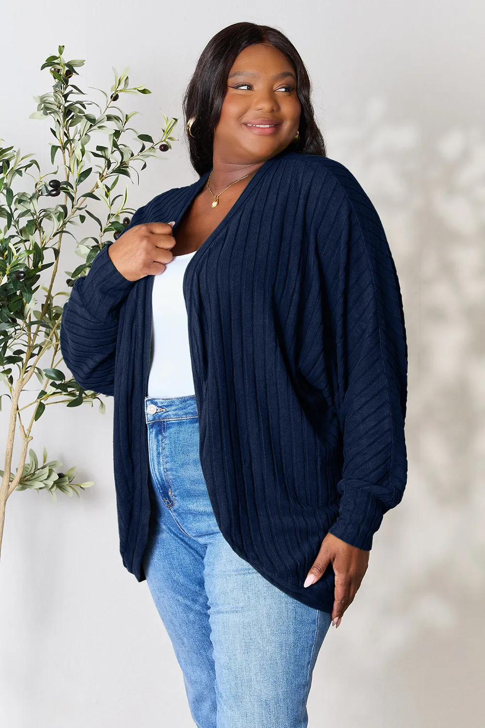 Full Size Ribbed Cocoon Cardigan, image 12