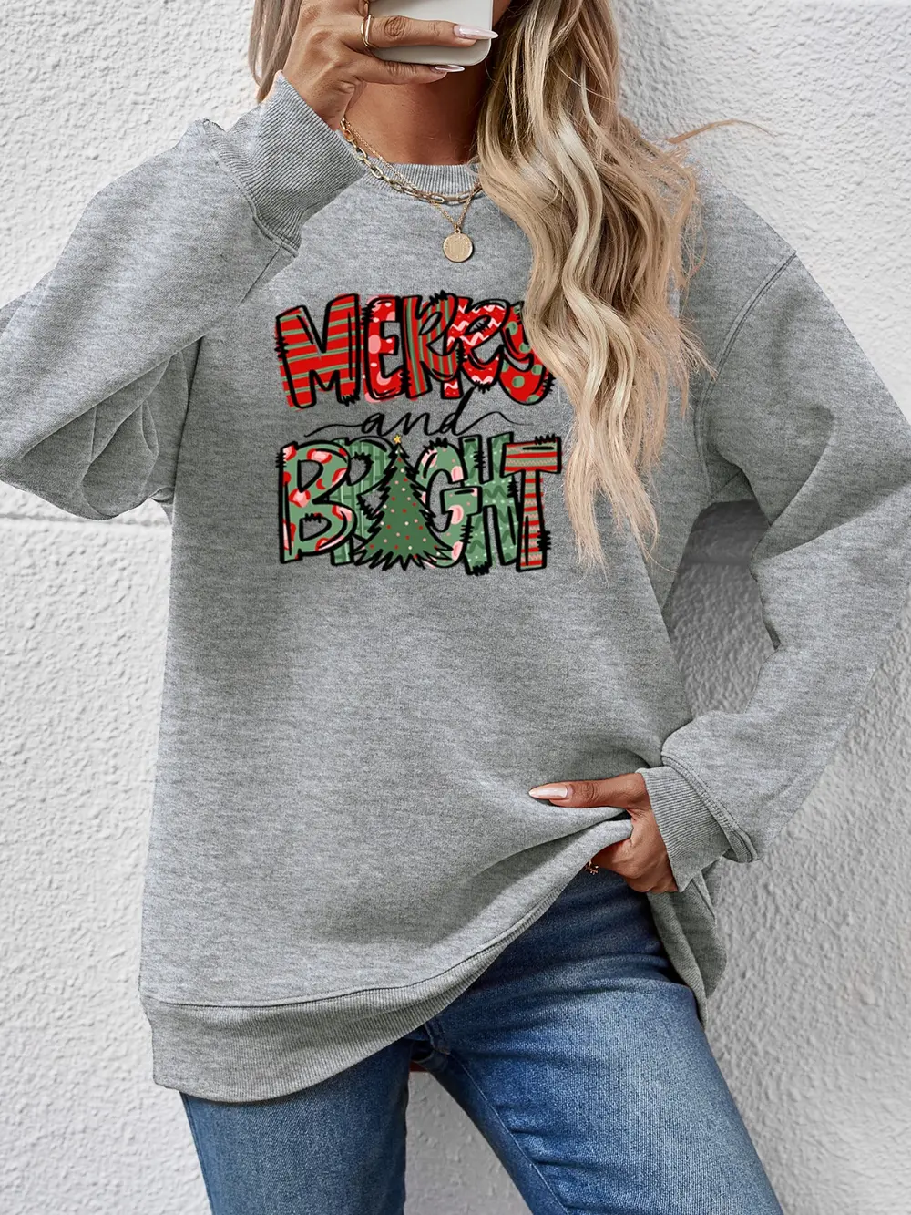 MERRY AND BRIGHT Long Sleeve Sweatshirt, image 17