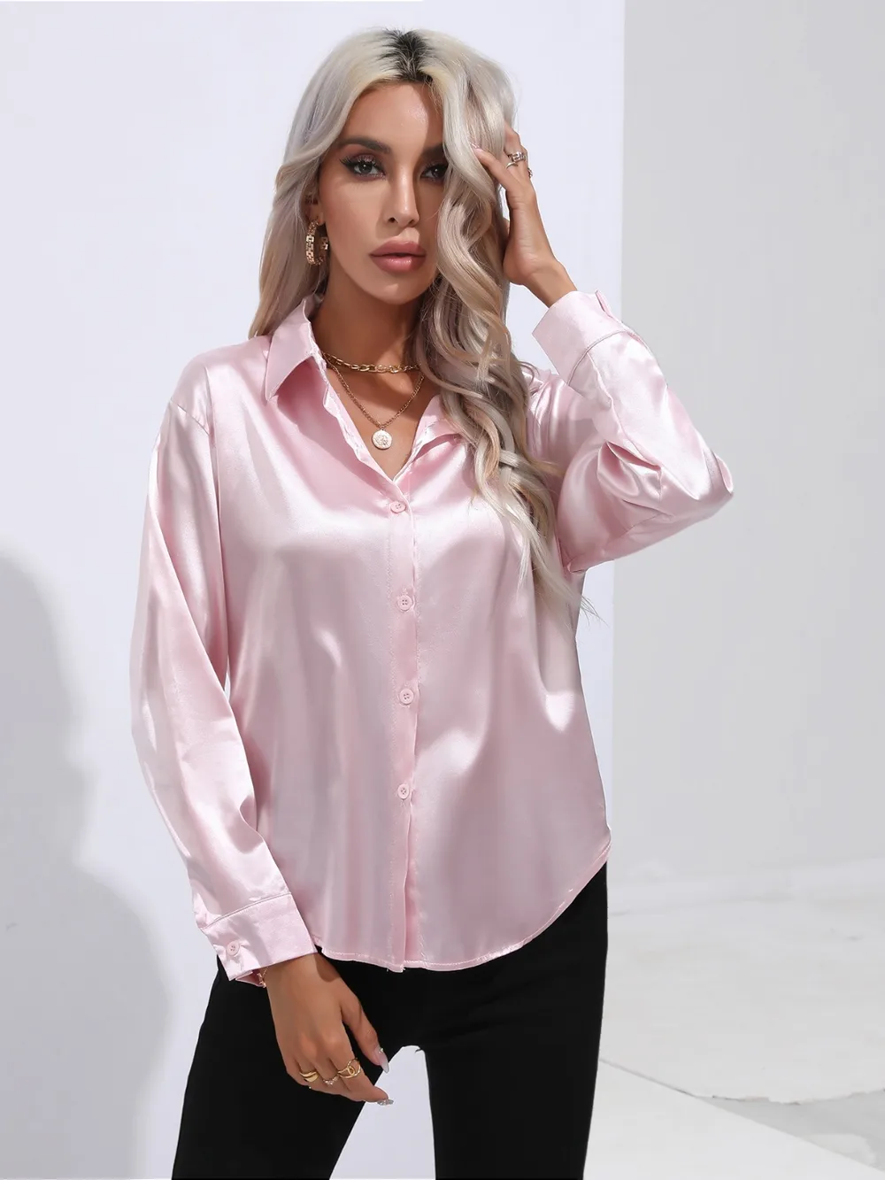 Collared Neck Buttoned Long Sleeve Shirt, image 12