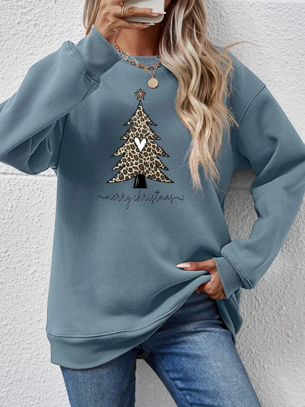 Christmas Tree Graphic Long Sleeve Sweatshirt, image 7