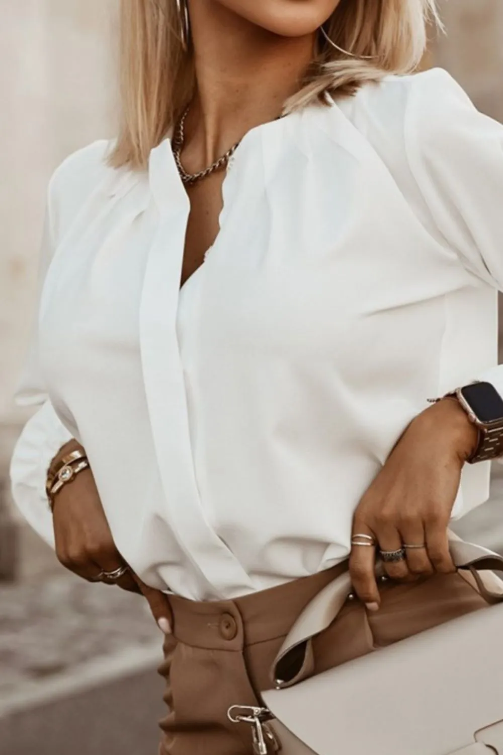 Button Up Round Neck Long Sleeve Shirt, image 16