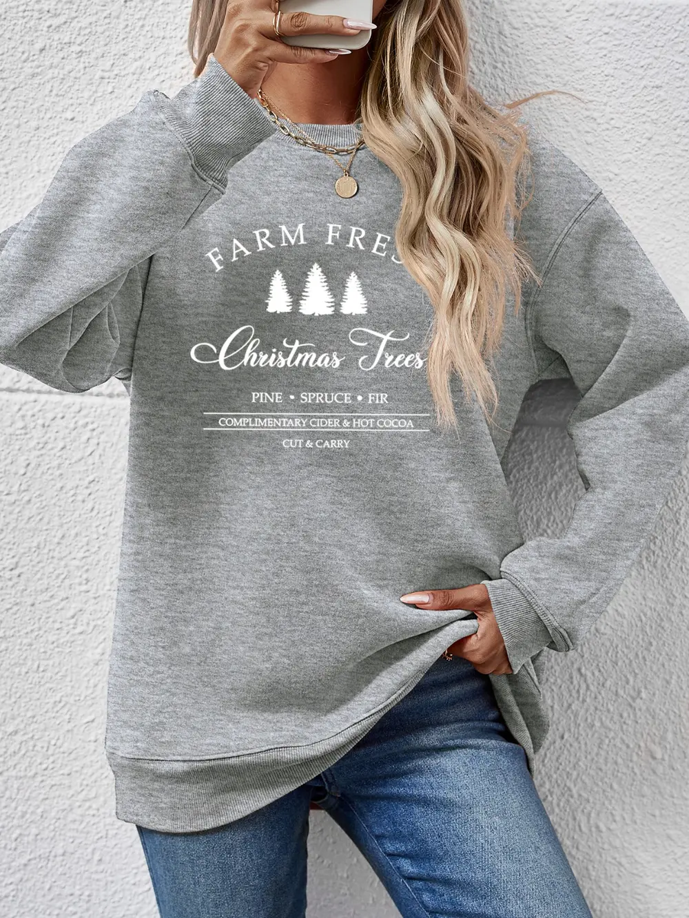 Graphic Round Neck Dropped Shoulder Sweatshirt, image 5