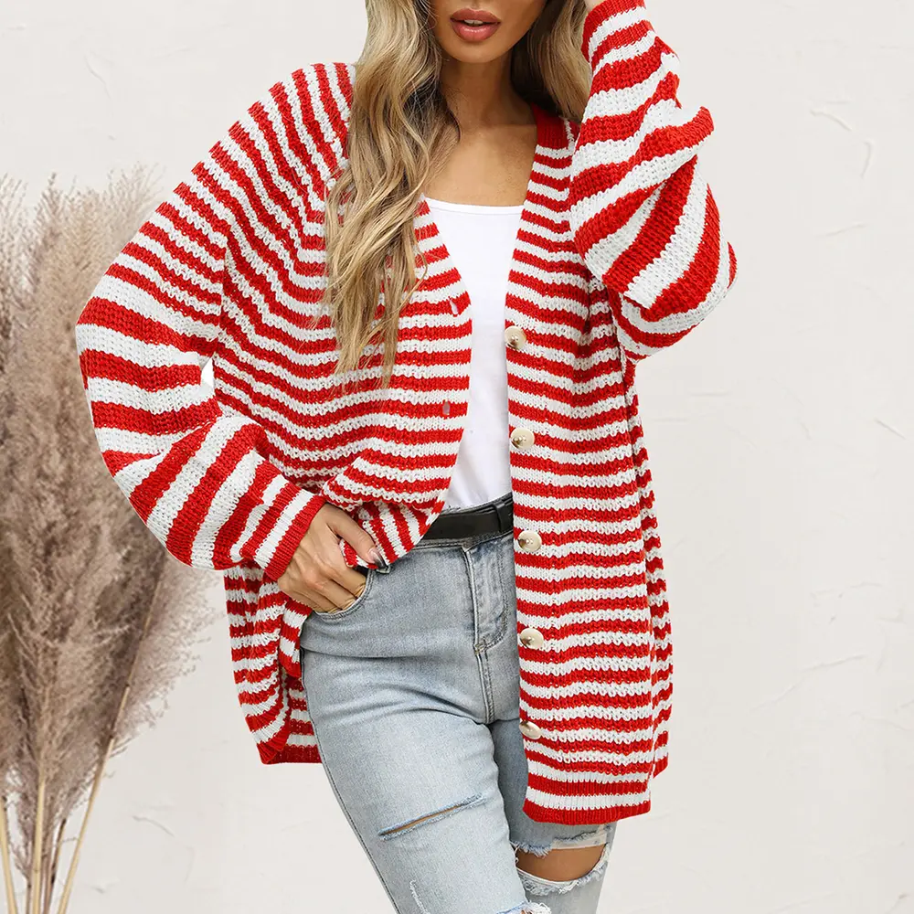 Striped Button Down Long Sleeve Cardigan, image 7