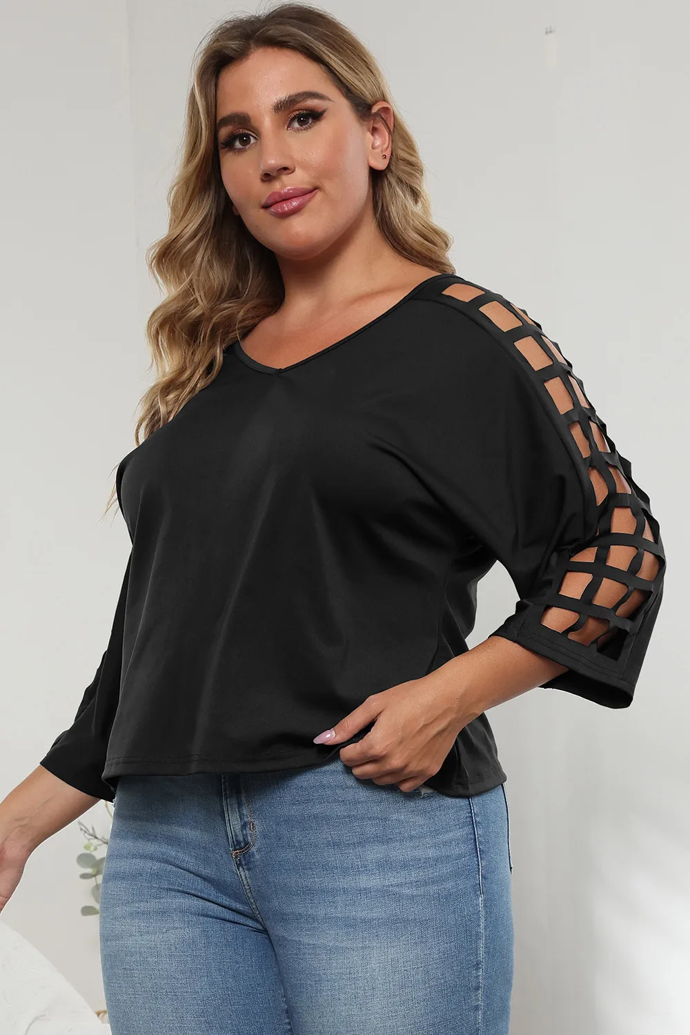 3/4 Sleeve Cutout Detail Top, image 6
