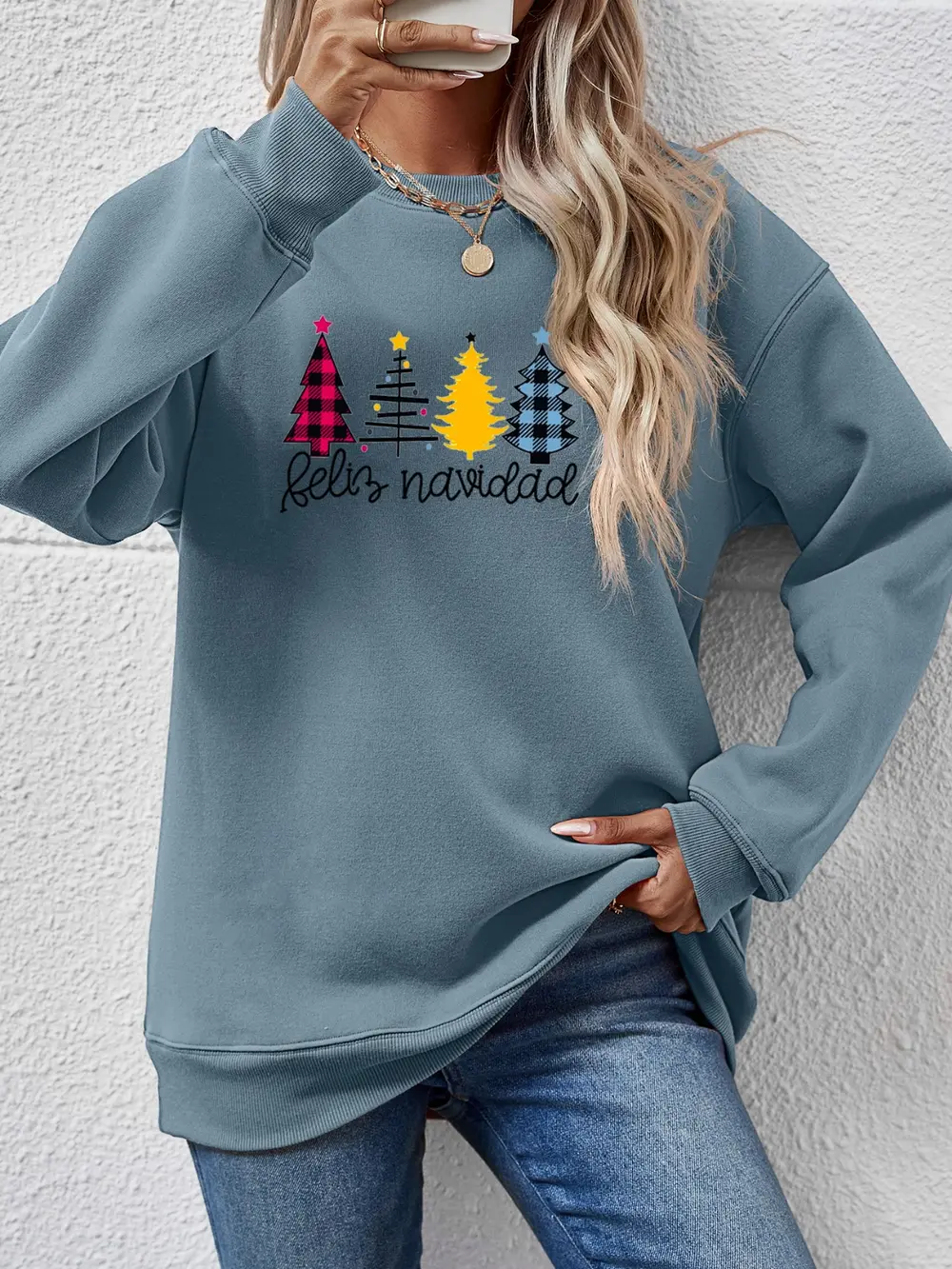 Round Neck Graphic Long Sleeve Sweatshirt, image 8