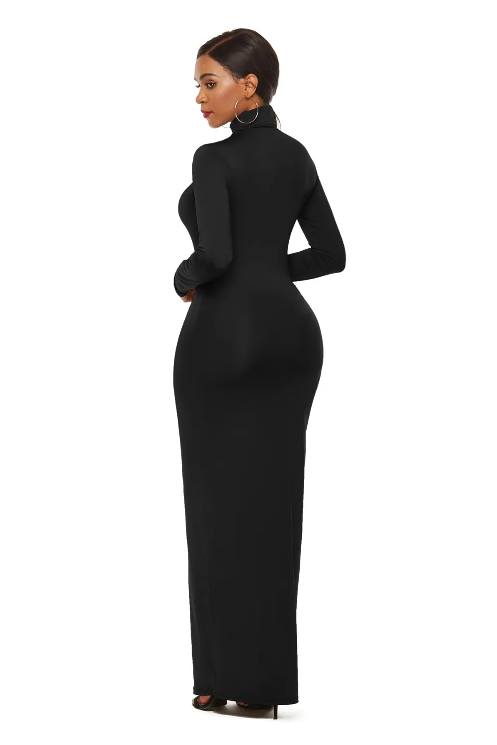 Mock Neck Long Sleeve Maxi Slim Dress, image 15