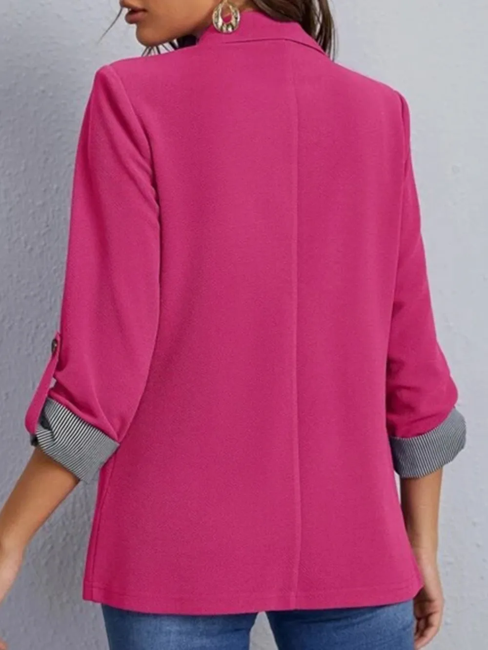 Lapel Collar Roll-Tab Sleeve Blazer, image 18