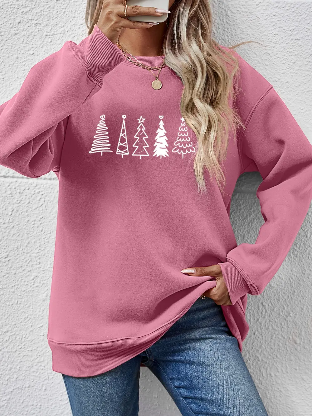 Christmas Tree Graphic Drop Shoulder Sweatshirt, image 14