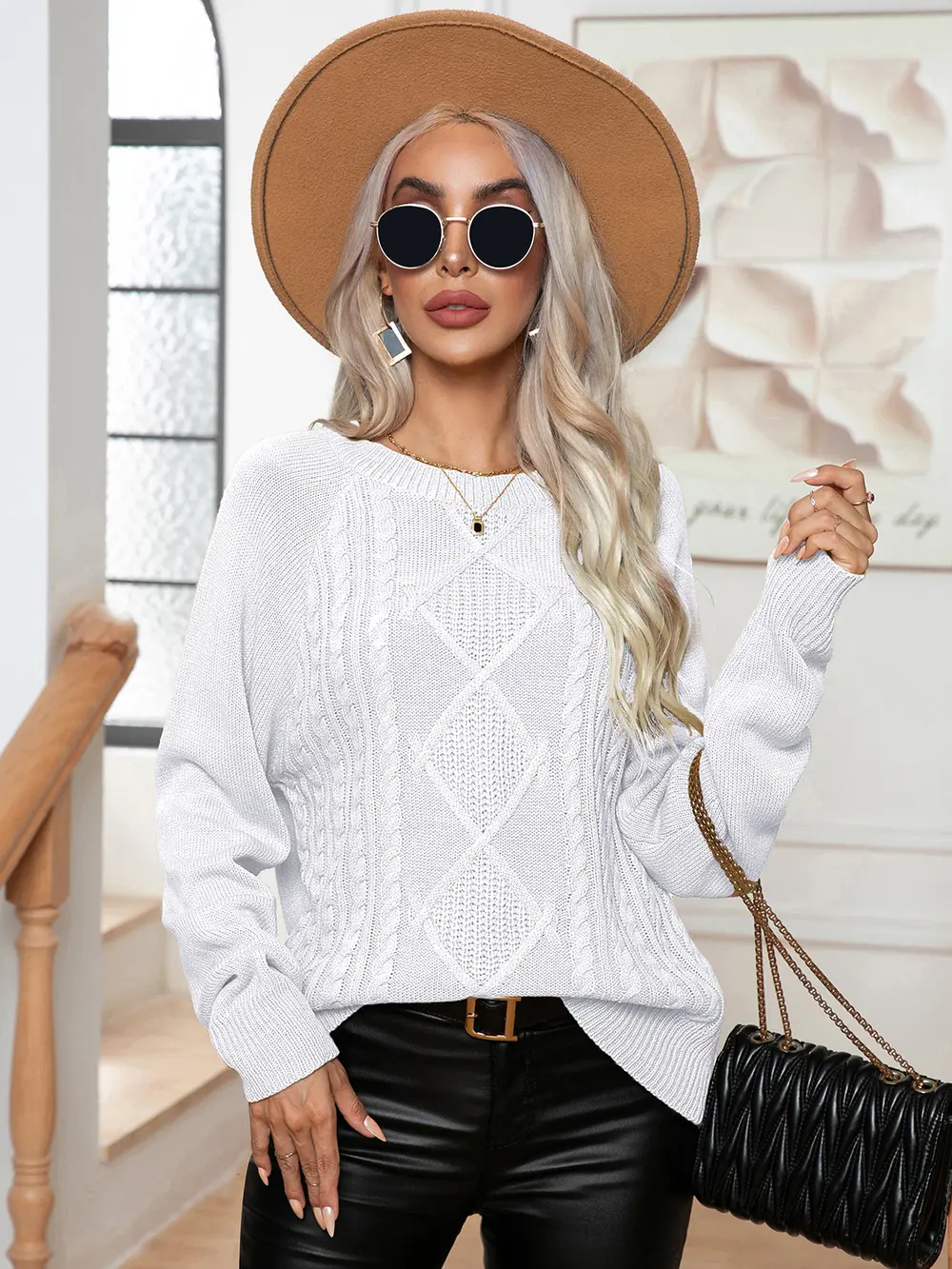 Cable-Knit Long Sleeve Sweater, image 5