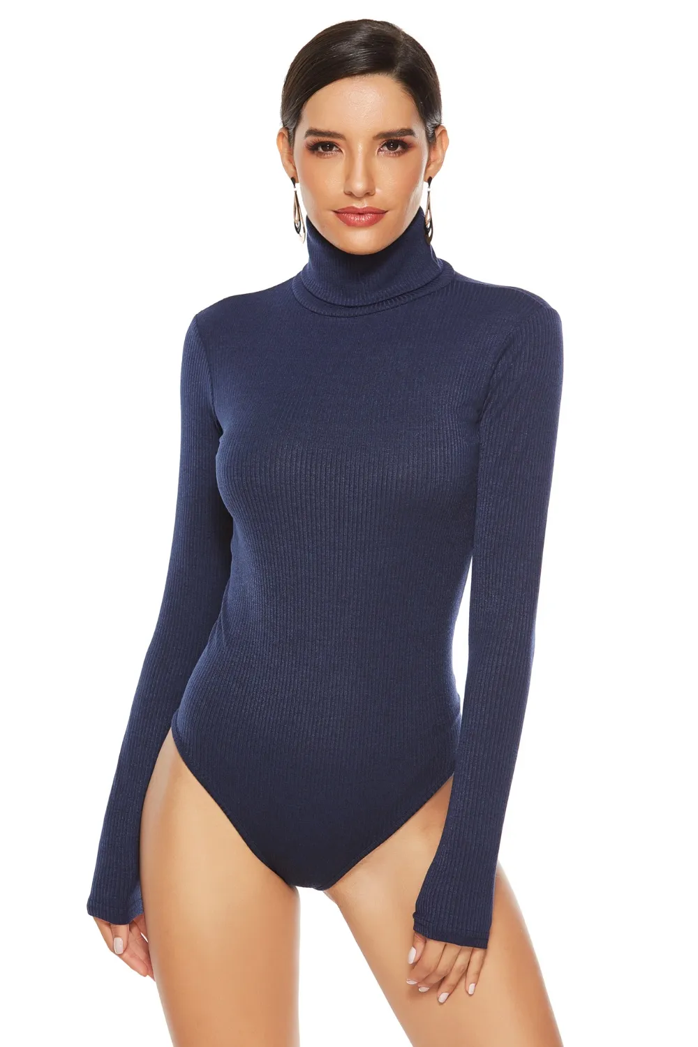 Ribbed Turtleneck Long Sleeve Bodysuit, image 5