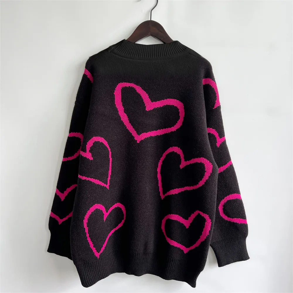 Heart Pattern Long Sleeve Sweater, image 5