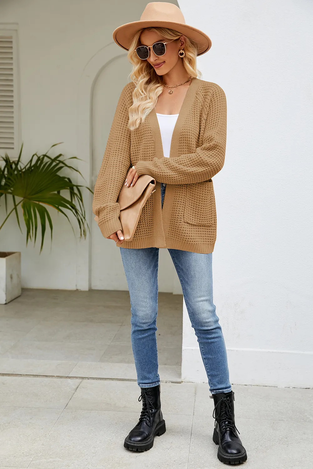 Open Front Long Sleeve Cardigan with Pockets, image 13