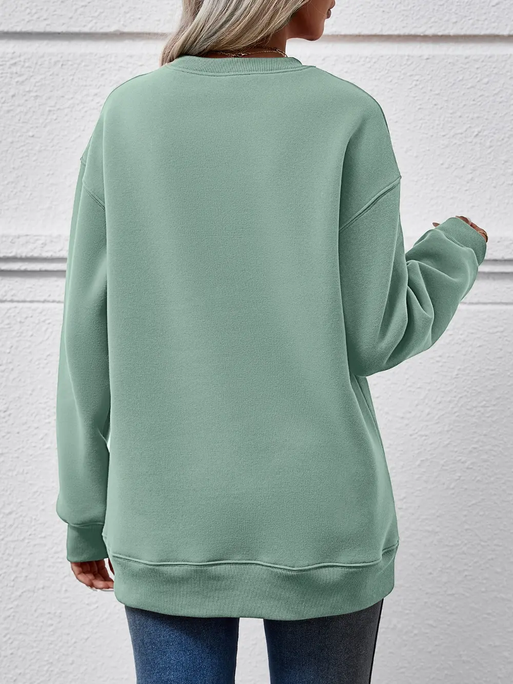 Letter Graphic Round Neck Long Sleeve Sweatshirt, image 24