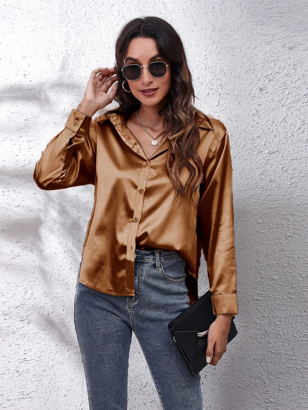 Collared Neck Buttoned Long Sleeve Shirt, image 4