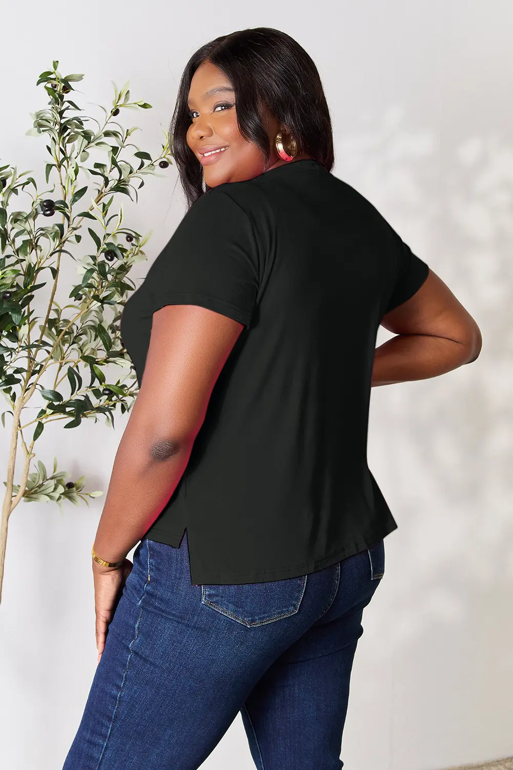 Full Size Round Neck Short Sleeve T-Shirt Plus Size, image 19